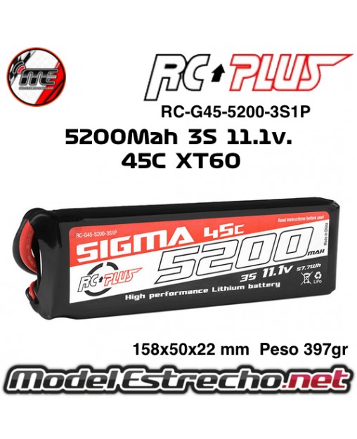 BATERIA LI-PO 3S 5200mah SIGMA 45C XT60 RC-G45-5200-3SP1P
