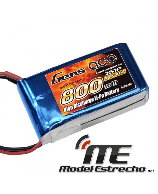 Gens Ace 800mah 7,4v 40C 2S1P LIPO BATERIA PACK