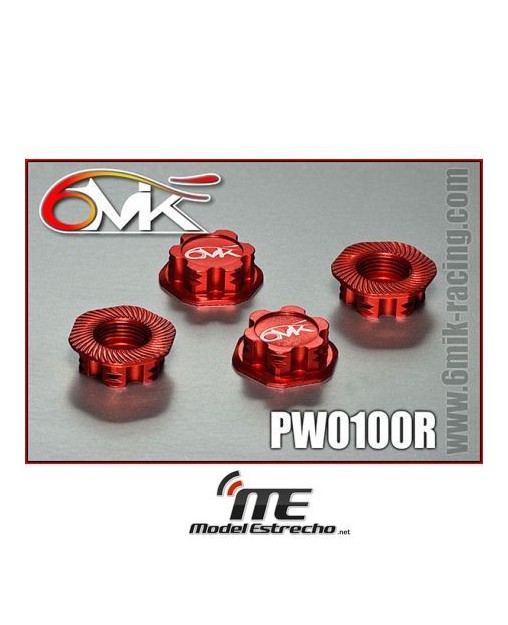 TUERCAS RUEDAS CIEGAS 6MIK ROJOS CNC