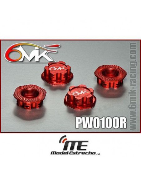 TUERCAS RUEDAS CIEGAS 6MIK ROJOS CNC