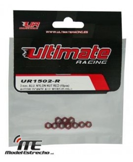 ULTIMATE TUERCAS 3mm AUTOBLOCANTE ALUMINIO ROJAS 3mm (10u.)