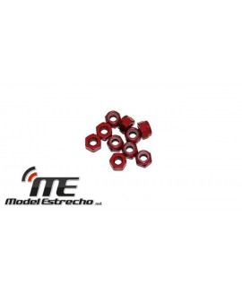 ULTIMATE TUERCAS 3mm AUTOBLOCANTE ALUMINIO ROJAS 3mm (10u.)