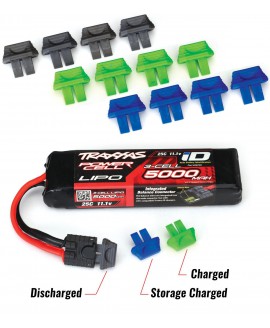 TRAXXAS INDICADOR DE BATERIAS VERDE, NEGRO Y AZUL.