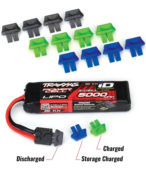 TRAXXAS INDICADOR DE BATERIAS VERDE, NEGRO Y AZUL.