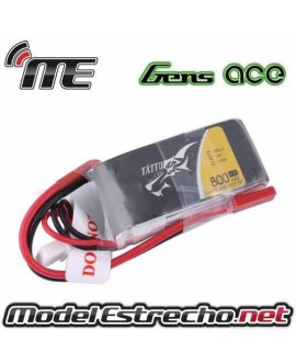 GENS ACE 800mah 7.4v. 45C 2S1P LIPO BATTERY PACK WITH JST PLUG