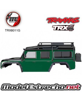 BODY, LAND ROVER DEFENDER, GREEN (COMPLETE WITH EXOCAGE, INNER FENDERS, FUEL CANISTER, AN JACK)