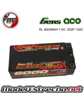 GENS ACE REDLINE SERIES 6000mha 7,6v HV 130C 2S2P SHORTY HardCase Lipo 5mm
