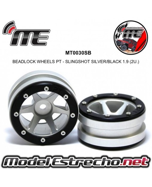 BEADLOCK WHEELS PT - SLINGSHOT SILVER/BLACK 1.9 (2U.) MT0030SB