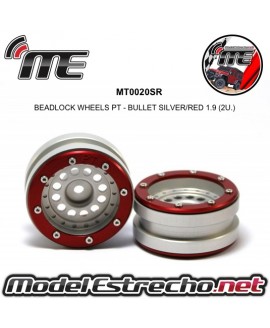 BEADLOCK WHEELS PT - BULLET SILVER/RED 1.9 (2U.) Ref: MT0020SR