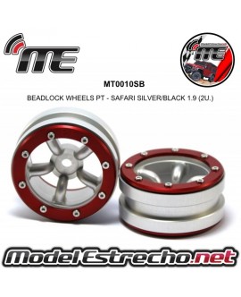 BEADLOCK WHEELS PT - SAFARI SILVER/RED 1.9 (2U.) Ref: MT0010SR