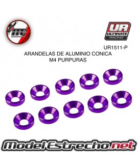 ULTIMATE ARANDELAS ALUMINIO CONICA PURPLE 4mm (10u.) Ref: UR1511-P