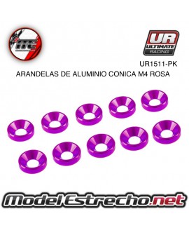 ULTIMATE ARANDELAS ALUMINIO CONICAS ROSA 4mm (10u.) Ref: UR1511-PK