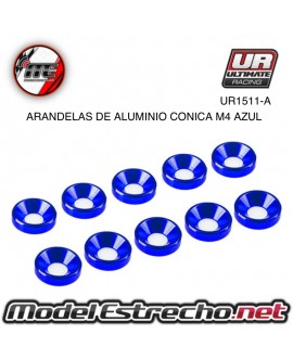 ULTIMATE ARANDELAS ALUMINIO CONICA AZUL 4mm (10u.) Ref: UR1511-A