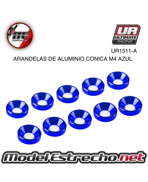 ULTIMATE ARANDELAS ALUMINIO CONICA AZUL 4mm (10u.) Ref: UR1511-A