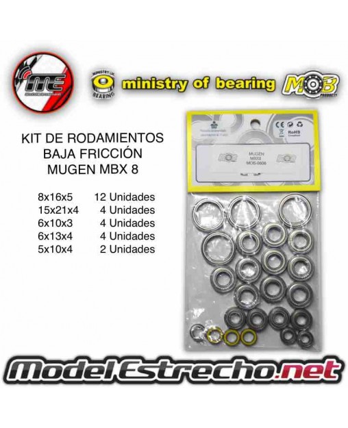 KIT DE RODAMIENTOS DE BAJA FRICCION MUGEN MBX8 NITRO MOB Ref: MOB-0606