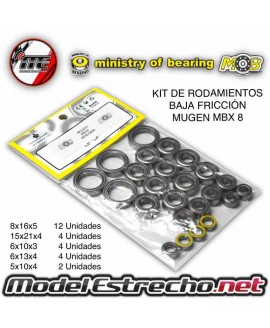 KIT DE RODAMIENTOS DE BAJA FRICCION MUGEN MBX8 NITRO MOB Ref: MOB-0606