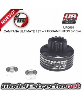 CAMPANA EMBRAGUE ULTIMATE 13T VENTILADA CON RODAMIENTOS Ref: UR0661