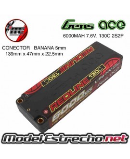 BATERIA LIPO GENS ACE RED LINE 6000MAH 2S2P 7.6 v. 130C