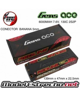BATERIA LIPO GENS ACE RED LINE 6000MAH 2S2P 7.6 v. 130C