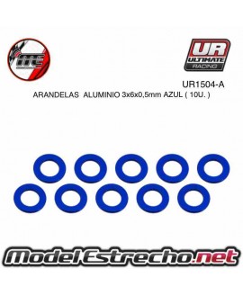 ARANDELAS ALUMINIO 3x6x05 mm AZUL  (10u.) Ref: UR1504-A