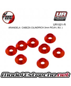 ULTIMATE ARANDELAS CABEZA CILINDRICA ALUMINIO ROJA 3mm (8u.) Ref: UR1521-R